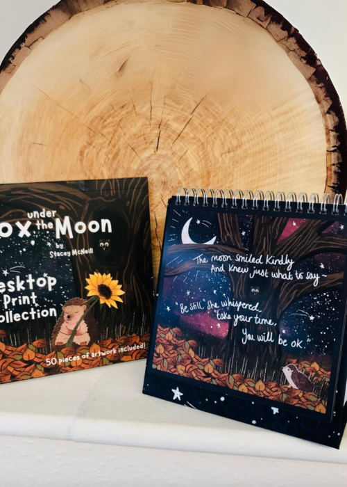 Fox Under the Moon | Desktop Print Collection | Free-standing with Spiral Binding